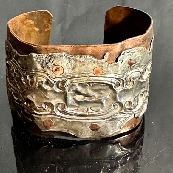 Antique Obsessions Other - Rustic Antique Sterling Silver 925 Copper Cuff Bracelet Handmade Unisex Gift